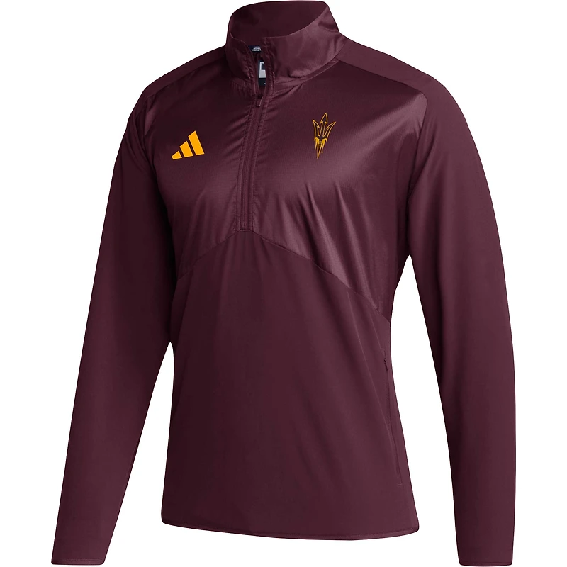 Men's adidas Maroon Arizona State Sun Devils Sideline AEROREADY Raglan Sleeve Quarter-Zip Jacket