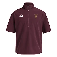Men's adidas  Maroon Arizona State Sun Devils Woven Quarter-Zip Short Sleeve Pullover
