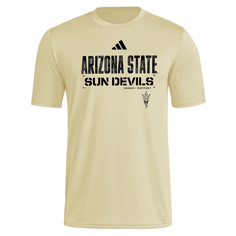 Men's adidas  Natural Arizona State Sun Devils 2025 Military Appreciation Pre-Game AEROREADY T-Shirt