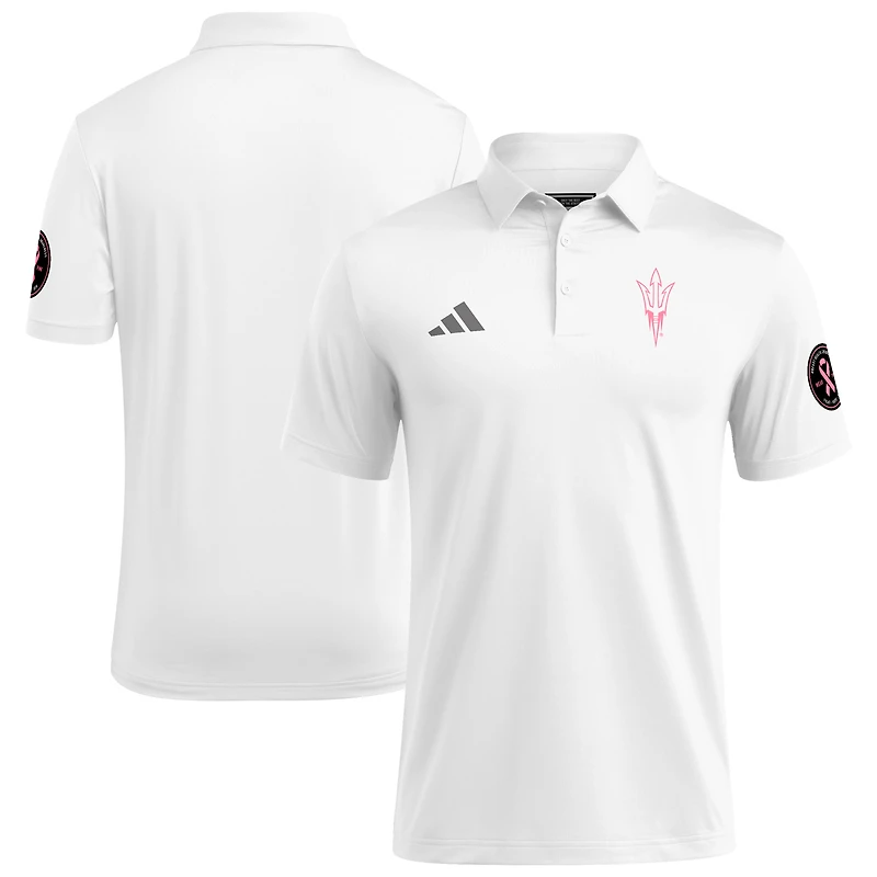 Polo adidas blanc pour homme des Sun Devils de l'Arizona State Wear Pink la sensibilisation au cancer du sein