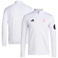 Men's adidas White Arizona State Sun Devils Wear Pink Quarter-Zip Pullover