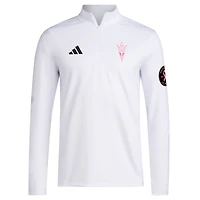 Pull adidas blanc Arizona State Sun Devils Wear Pink à quart de zip pour homme