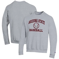 Men's Champion Gray Arizona State Sun Devils Baseball Icon Crewneck Pullover Sweatshirt