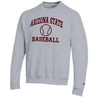 Men's Champion Gray Arizona State Sun Devils Baseball Icon Crewneck Pullover Sweatshirt
