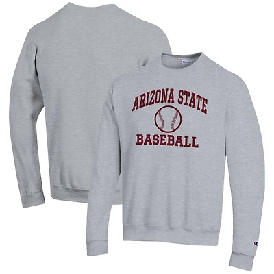 Men's Champion Gray Arizona State Sun Devils Baseball Icon Crewneck Pullover Sweatshirt