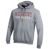 Men's Champion Gray Arizona State Sun Devils Baseball Stack Pullover Hoodie