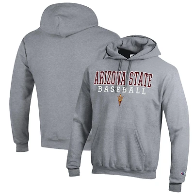 Men's Champion Gray Arizona State Sun Devils Baseball Stack Pullover Hoodie