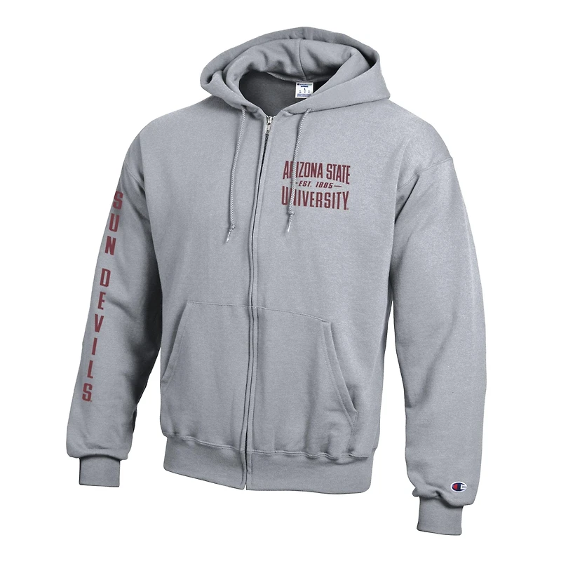 Men's Champion  Gray Arizona State Sun Devils Varsity Powerblend Full-Zip Fleece Hoodie