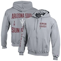Men's Champion  Gray Arizona State Sun Devils Varsity Powerblend Full-Zip Fleece Hoodie