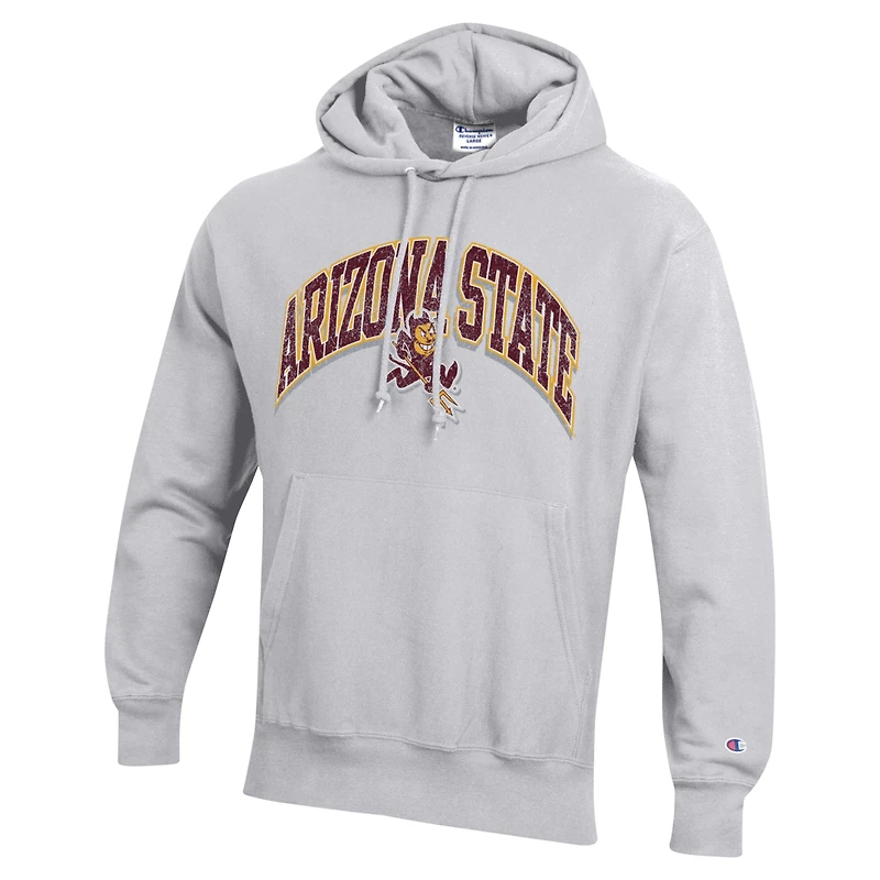 Men's Champion Gray Arizona State Sun Devils Vault Late Night Reverse Weave Pullover Hoodie