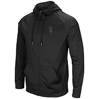 Sweat à capuche zippé Colosseum Black Arizona State Sun Devils Blackout 3.0 Tonal Raglan pour homme