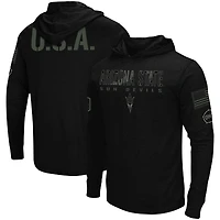 T-shirt à manches longues capuche Colosseum Black Arizona State Sun Devils OHT en hommage aux militaires