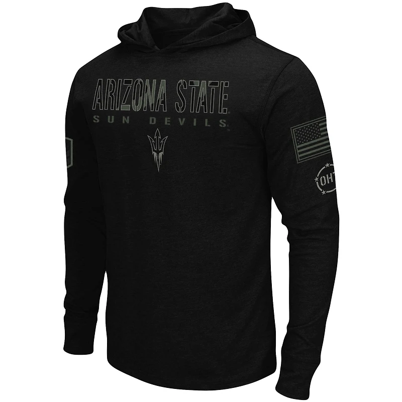 T-shirt à manches longues capuche Colosseum Black Arizona State Sun Devils OHT en hommage aux militaires