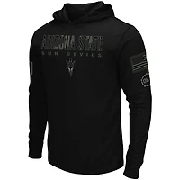 T-shirt à manches longues capuche Colosseum Black Arizona State Sun Devils OHT en hommage aux militaires