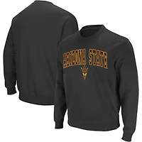 Men's Colosseum Charcoal Arizona State Sun Devils Arch & Logo Crew Neck Sweatshirt