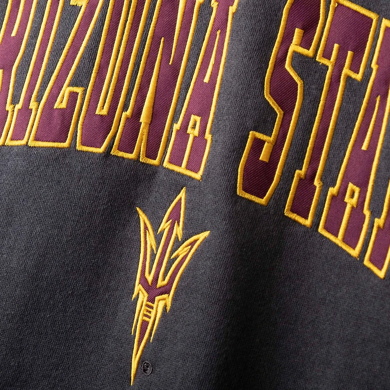Sweat-shirt à col rond Colosseum Charcoal Arizona State Sun Devils pour homme, avec logo et arche.
