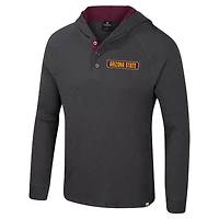 Men's Colosseum  Charcoal Arizona State Sun Devils Dujour Ralgan Long Sleeve Henley Hoodie T-Shirt