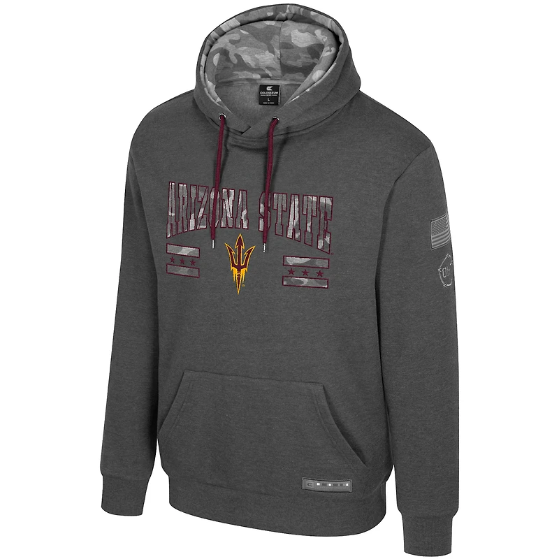 Men's Colosseum  Heather Charcoal Arizona State Sun Devils Operation Hat Trick Squad Hoodie