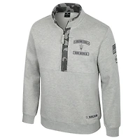 Veste polaire à fermeture éclair quart de tour Colosseum Heather Grey pour homme Arizona State Sun Devils OORAH OHT Military Appreciation