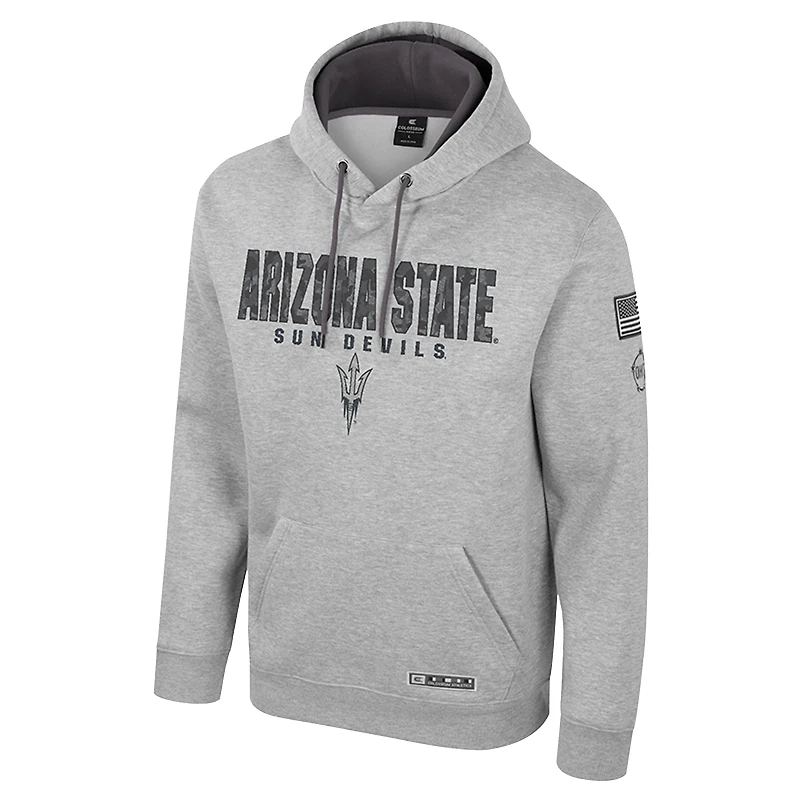 Men's Colosseum Heather Gray Arizona State Sun Devils Oorah OHT Military Appreciation Pullover Hoodie