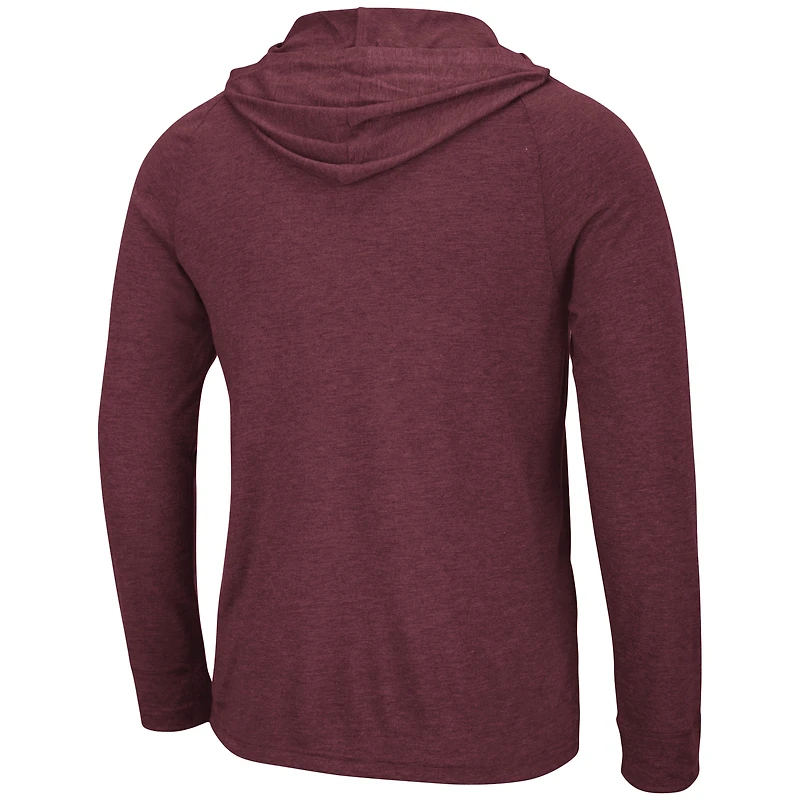 Men's Colosseum Heather Maroon Arizona State Sun Devils Campus Raglan Lightweight Bi-Blend Long Sleeve Hoodie T-Shirt