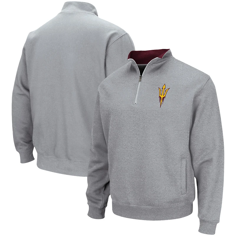 Men's Colosseum Heathered Gray Arizona State Sun Devils Tortugas Team Logo Quarter-Zip Jacket