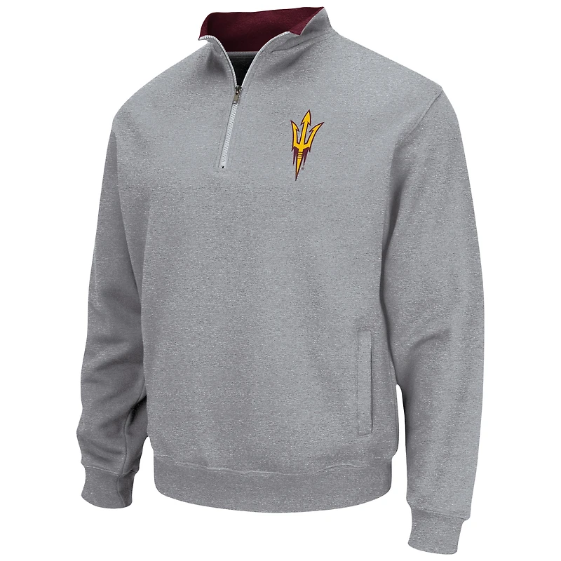 Men's Colosseum Heathered Gray Arizona State Sun Devils Tortugas Team Logo Quarter-Zip Jacket