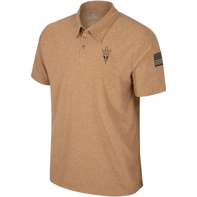 Men's Colosseum Khaki Arizona State Sun Devils OHT Military Appreciation Cloud Jersey Desert Polo