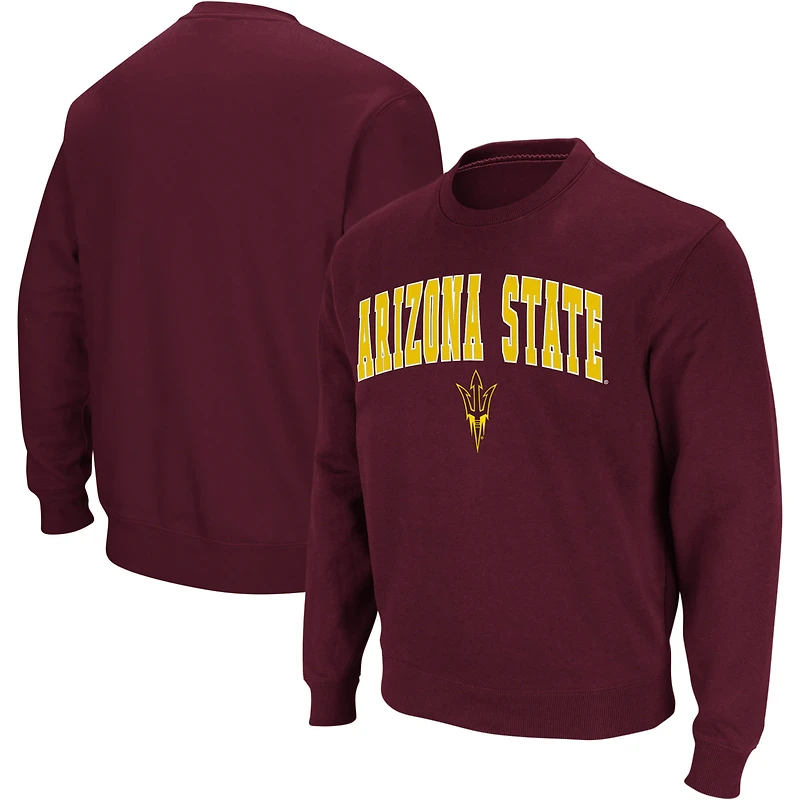 Men's Colosseum Maroon Arizona State Sun Devils Arch & Logo Crew Neck Sweatshirt