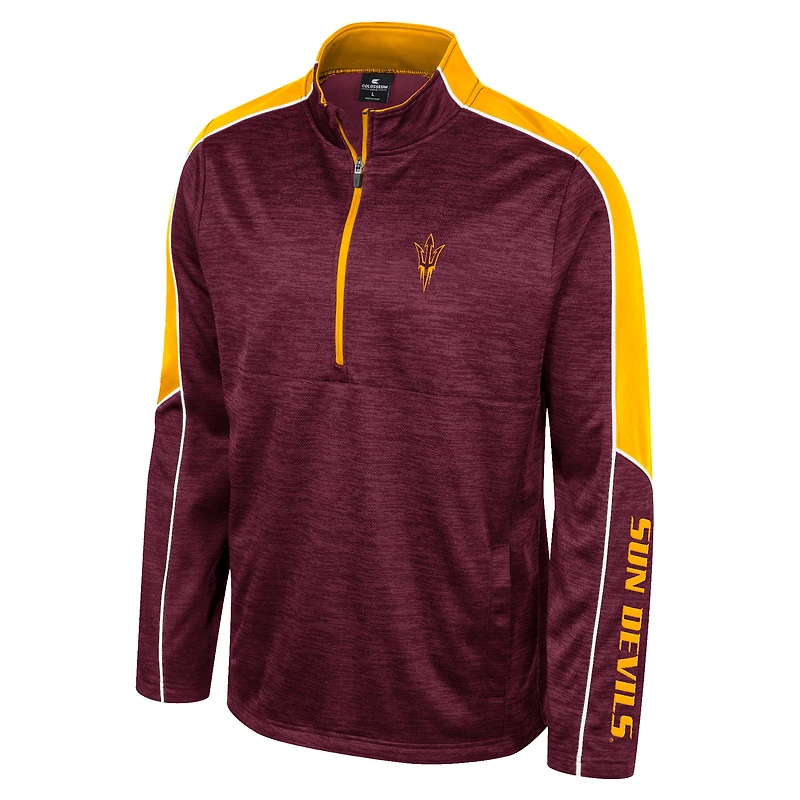 Men's Colosseum Maroon Arizona State Sun Devils Marled Half-Zip Jacket