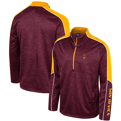 Men's Colosseum Maroon Arizona State Sun Devils Marled Half-Zip Jacket