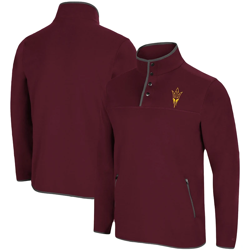 Veste pull-over à boutons-pression Colosseum Maroon Arizona State Sun Devils Rebound pour homme