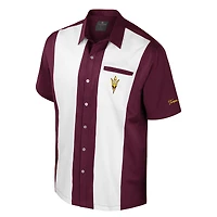 Men's Colosseum Maroon Arizona State Sun Devils Strike Bowling Button-Up Shirt