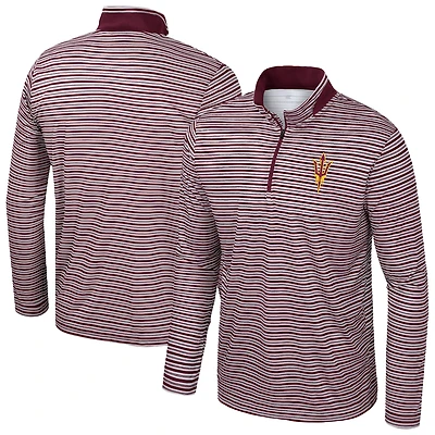 Men's Colosseum Maroon Arizona State Sun Devils Striped Quarter-Zip Top