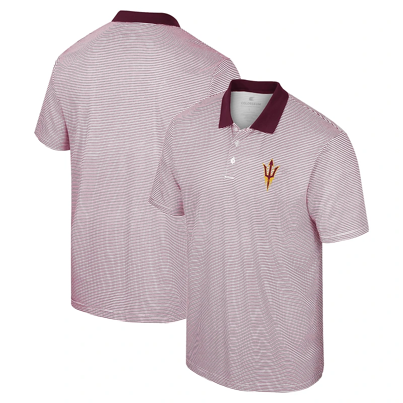 Men's Colosseum White/Maroon Arizona State Sun Devils Print Stripe Polo