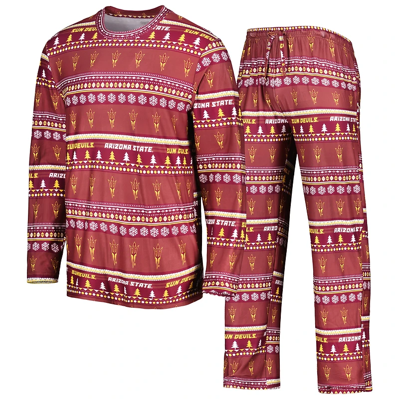 Men's Concepts Sport Maroon Arizona State Sun Devils Swivel Long Sleeve Top & Pants Sleep Set
