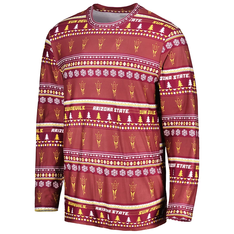 Men's Concepts Sport Maroon Arizona State Sun Devils Swivel Long Sleeve Top & Pants Sleep Set