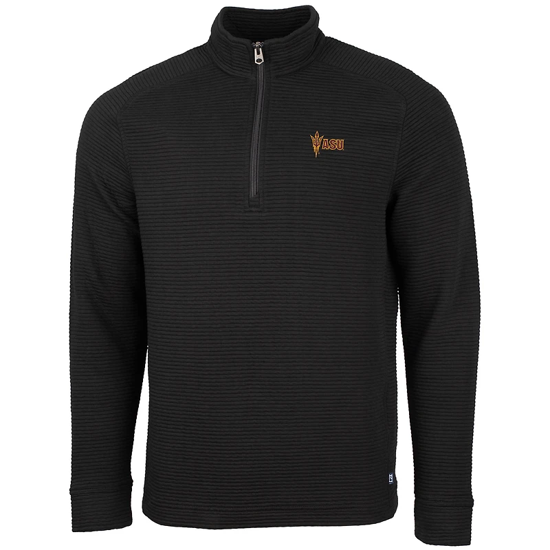 Men's Cutter & Buck Black Arizona State Sun Devils Coastal Half-Zip Pullover Jacket
