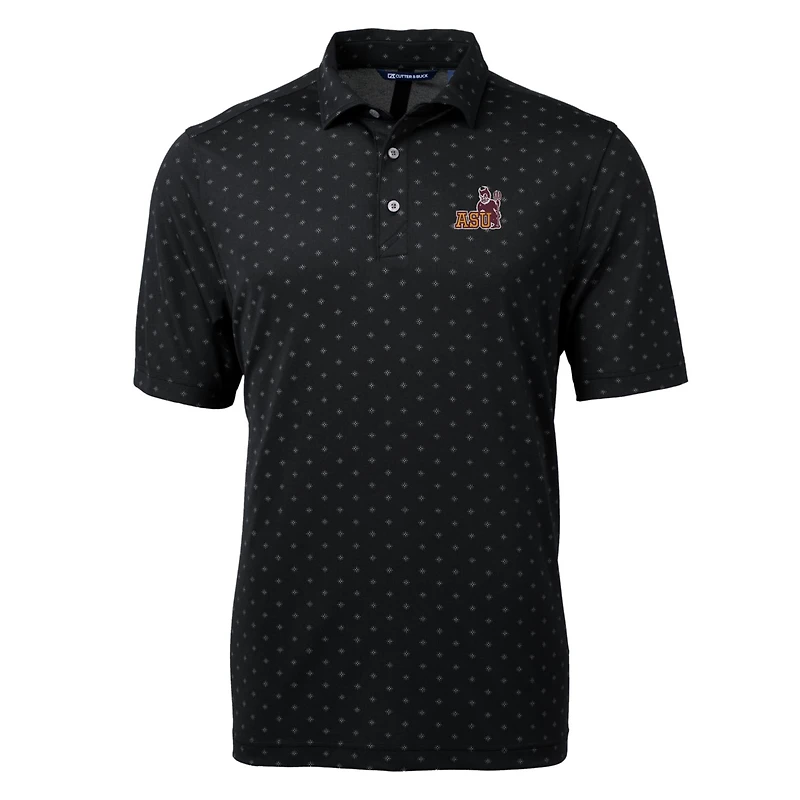 Polo homme Cutter & Buck noir Arizona State Sun Devils Team Virtue Eco Pique Tile Print
