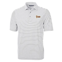 Polo à rayures éco-piqué recyclé Cutter & Buck gris Arizona State Sun Devils Virtue pour homme