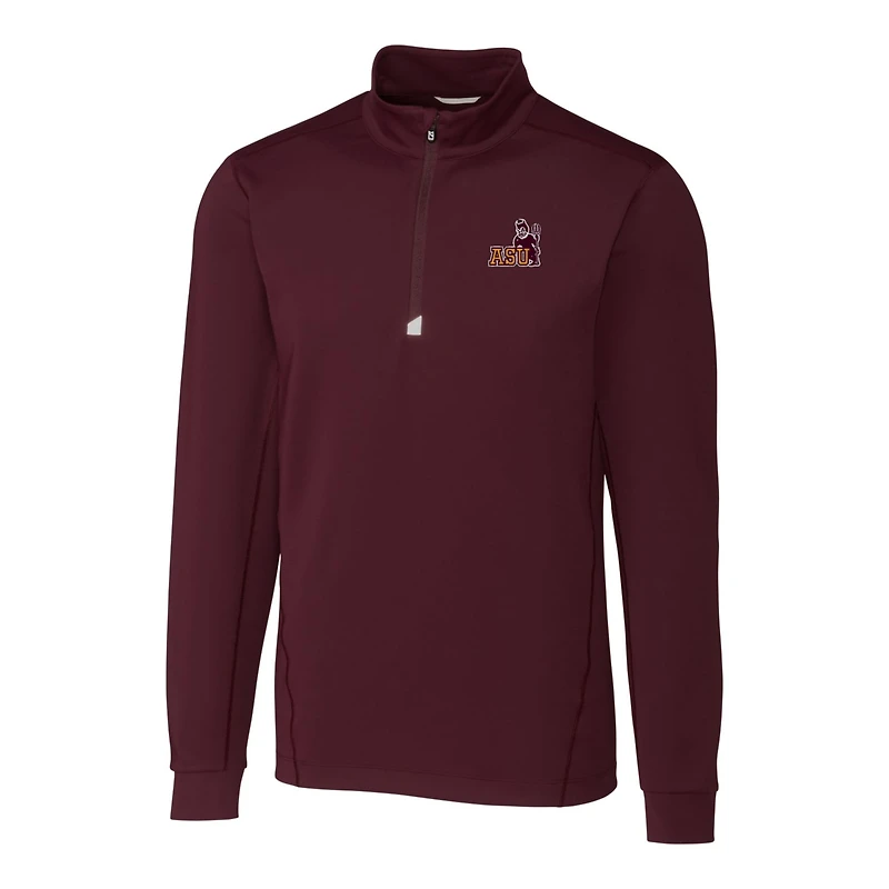 Pull à col zippé Cutter & Buck bordeaux Arizona State Sun Devils Traverse pour homme