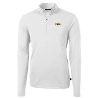 Pull zippé en piqué écologique recyclé pour homme, couleur blanche, de la collection Virtue des Sun Devils l'Arizona, Cutter & Buck, taille grande et