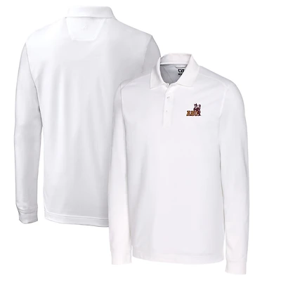 Polo à manches longues en piqué tri-blend Vault Advantage pour homme, blanc, Cutter & Buck, Arizona State Sun Devils, taille grande