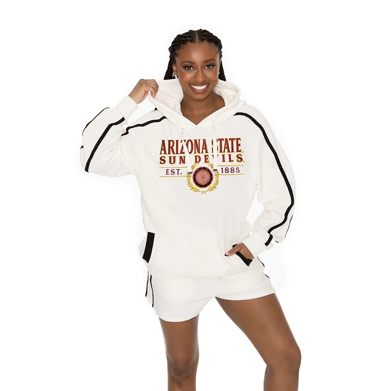 Men's Gameday Couture Cream Arizona State Sun Devils Down, Set, Go Hoodie and Shorts Lounge Set