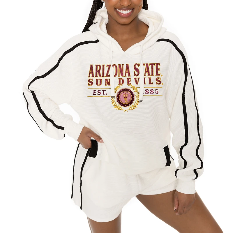 Men's Gameday Couture Cream Arizona State Sun Devils Down, Set, Go Hoodie and Shorts Lounge Set