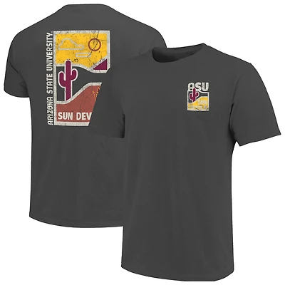 T-shirt graphite pour homme, motif graphique effet vieilli, couleurs confort, Arizona State Sun Devils, Minimal Vista