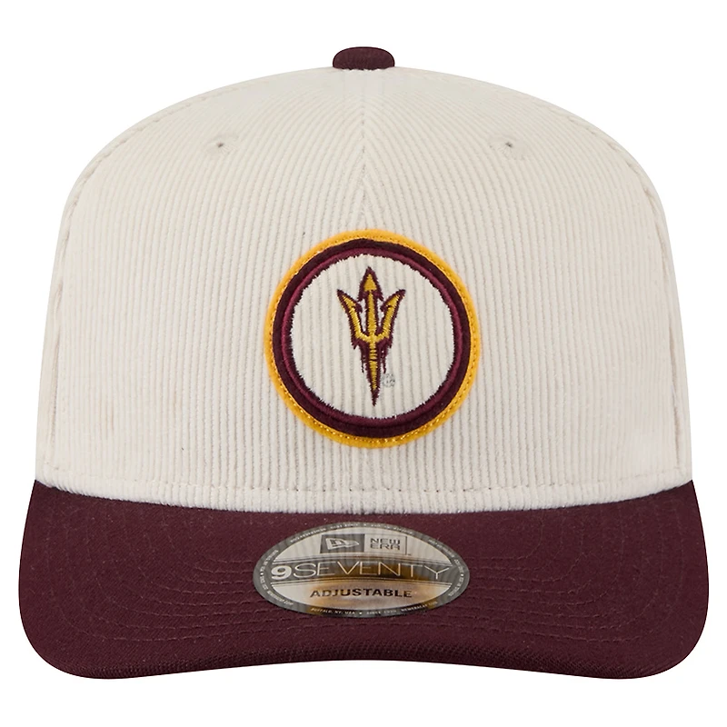Men's New Era Cream/Maroon Arizona State Sun Devils Loyal Corduroy 9SEVENTY Adjustable Hat