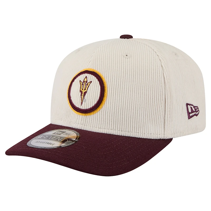 Casquette ajustable en velours côtelé 9SEVENTY pour homme New Era crème/marron des Arizona State Sun Devils