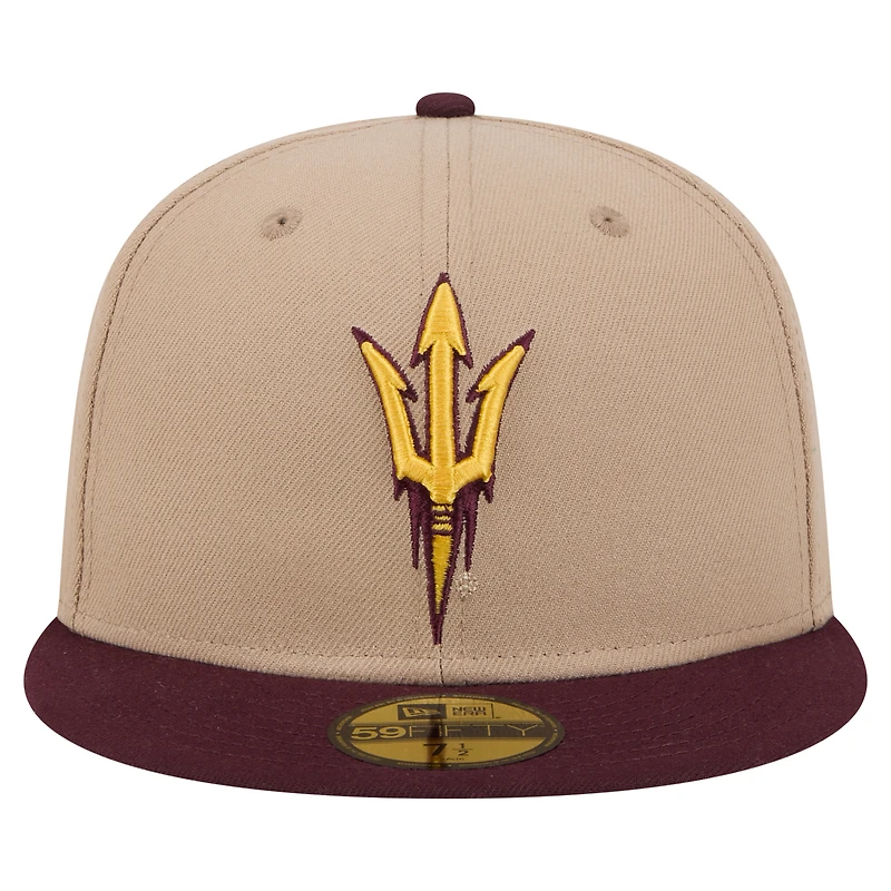 Men's New Era  Khaki Arizona State Sun Devils Two-Tone 59FIFTY Fitted Hat