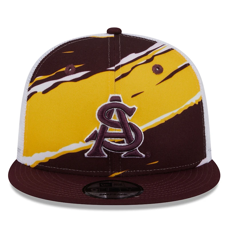Casquette New Era Arizona State Sun Devils Tear Trucker 9FIFTY Snapback marron pour homme